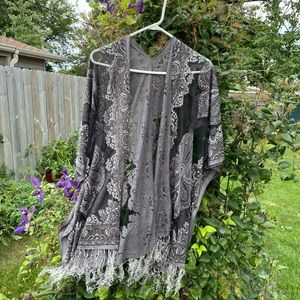 Gray and black light weight bandana style shawl